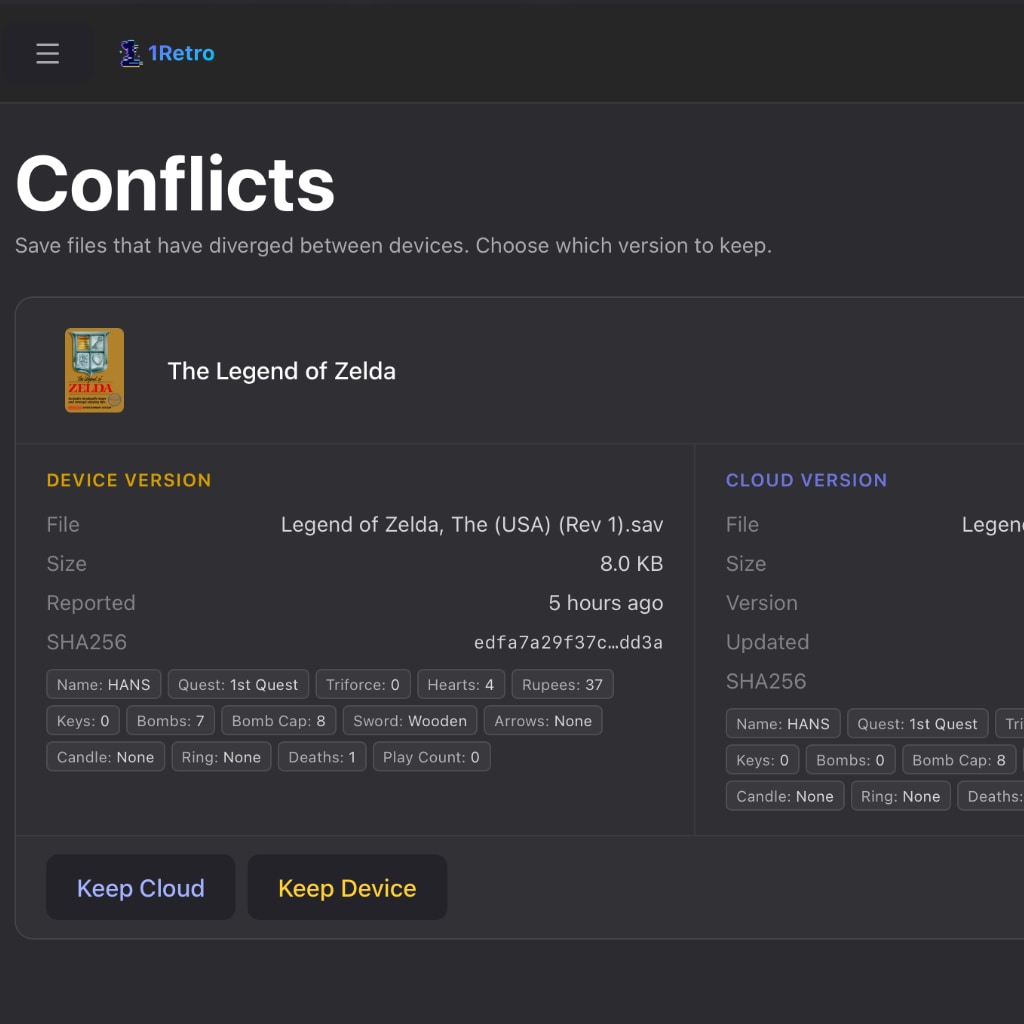 Conflict resolution screen